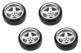 Tires &amp; Wheels Drift / 5-Spoke Matte Silver (2,4,6,8mm Offset) 12mm Hex (4)