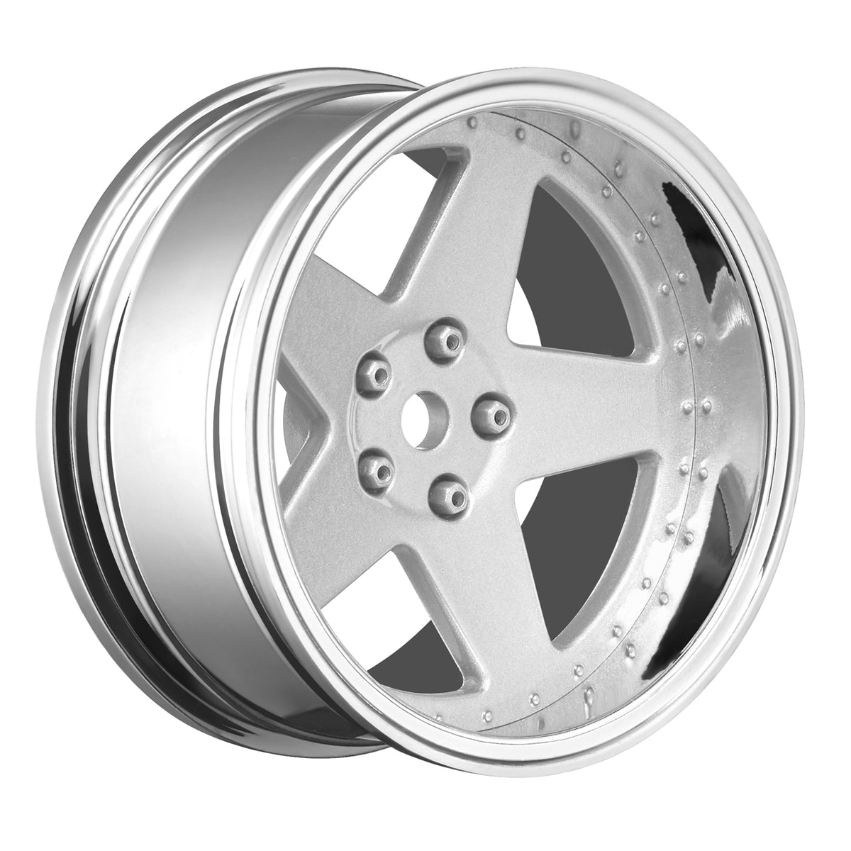 Wheels Drift 5-Spoke Matte Silver (2,4,6,8mm Offset) 12mm Hex (4)