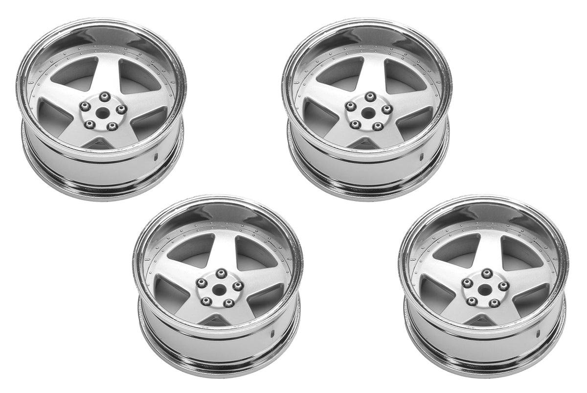Wheels Drift 5-Spoke Matte Silver (2,4,6,8mm Offset) 12mm Hex (4)