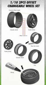 Wheels Drift 5-Spoke Matte Silver (2,4,6,8mm Offset) 12mm Hex (4)