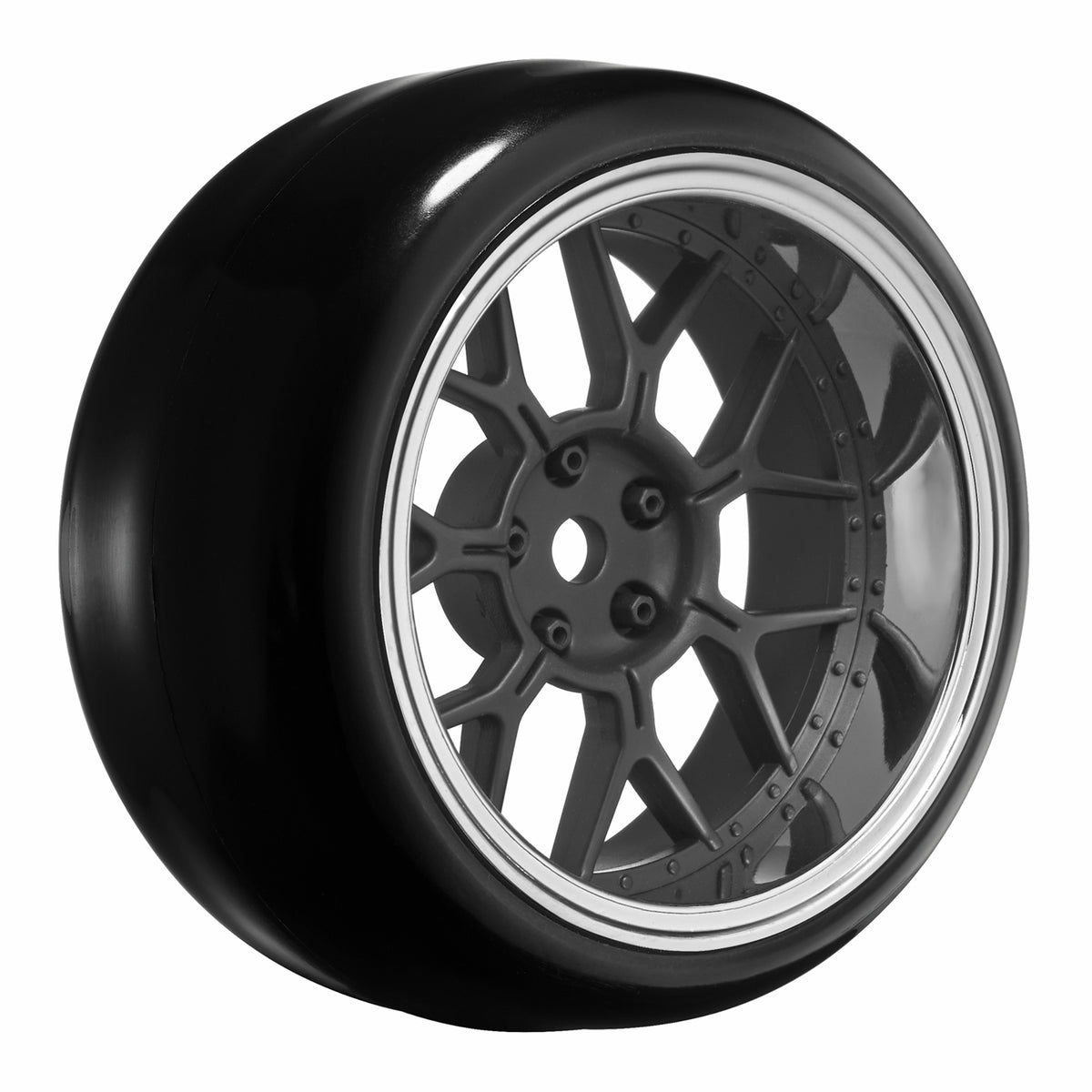 Tires &amp; Wheels Drift / 14-Spoke Matte Black (2,4,6,8mm Offset) 12mm Hex (4)