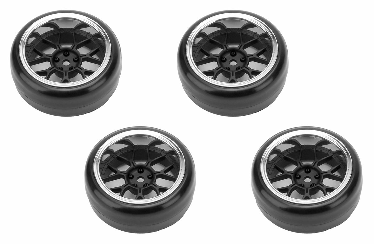 Tires &amp; Wheels Drift / 14-Spoke Matte Black (2,4,6,8mm Offset) 12mm Hex (4)