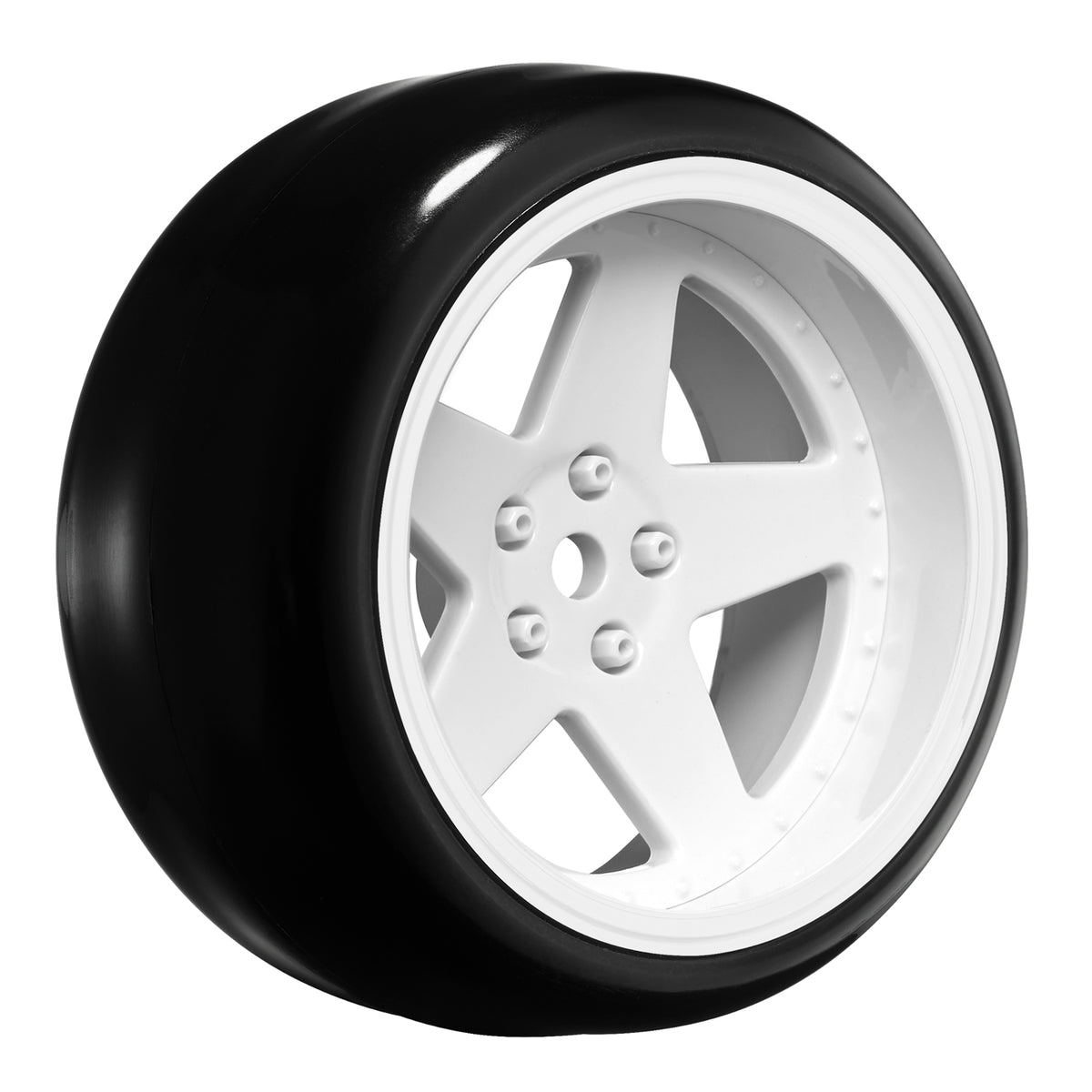 Tires &amp; Wheels Drift / 5-Spoke White (2,4,6,8mm Offset) 12mm Hex (4)