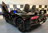 Lamborghini Aventador 24V drift elbil til børn – 2 personer, metallic sort