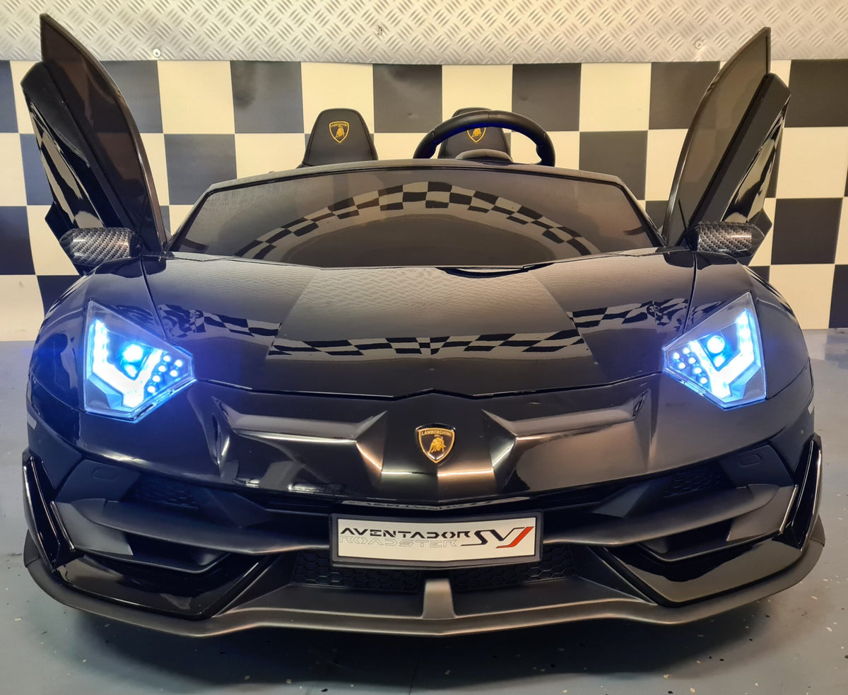 Lamborghini Aventador 24V drift elbil til børn – 2 personer, metallic sort