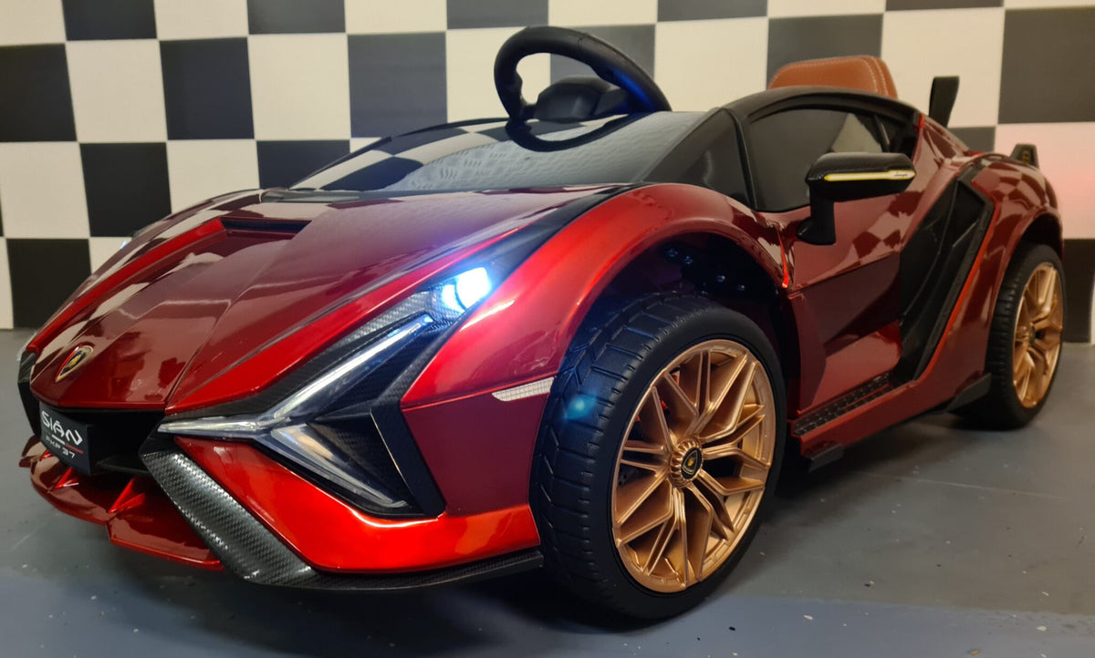 Lamborghini Sian 12V elbil för barn – 1 person, röd