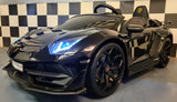 Lamborghini Aventador 24V drift elbil til børn – 2 personer, metallic sort