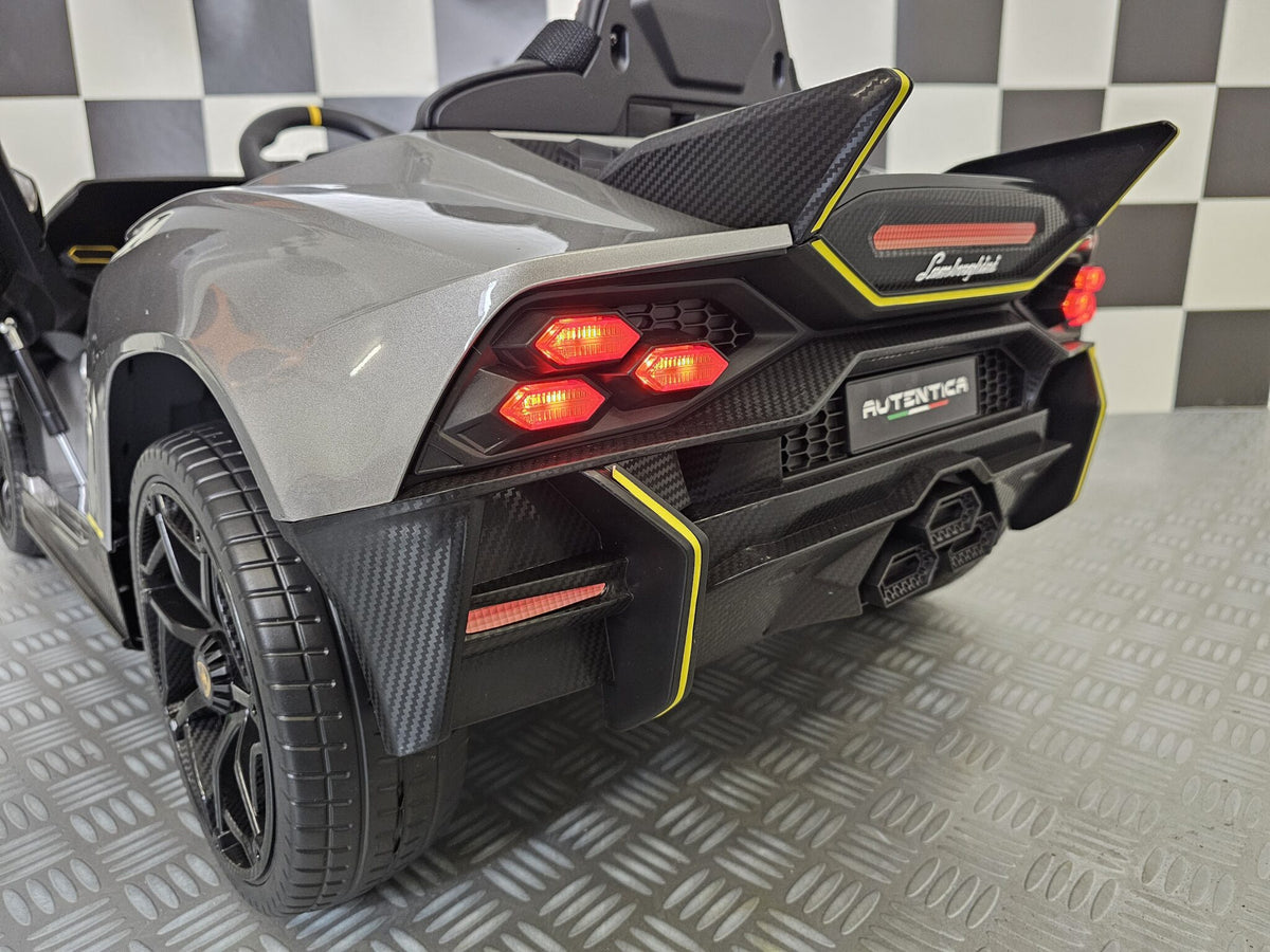 Lamborghini Auténtica 12V elbil för barn – 1 person, metallic grå