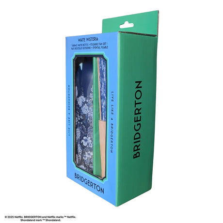 Insulated bottle and fan set - Blue Wisteria - Bridgerton