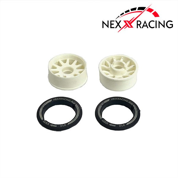 NexxRacing NXUSA-EVO-F+1-W - JUD Carbon-fiber RWD Flanged FRONT Wheels (2pcs) for Mini-Z (White) - F8.5 OFFSET +1