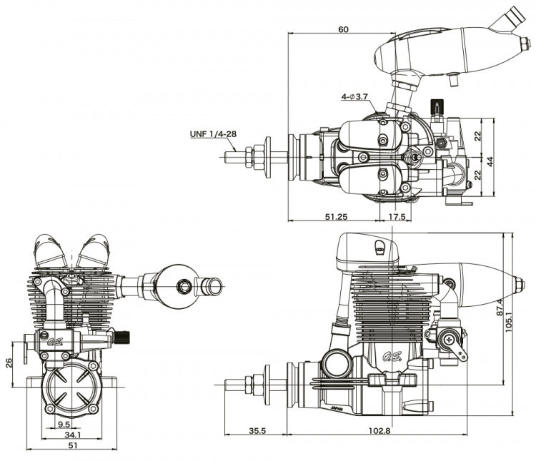 FS-64V 10.46cc 4-Stroke Engine w/ Silencer