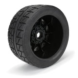 Menace HP 5.7 inches Street BELTED Tires Mounted on Raid Black 8x48 Removable 24mm Hex Wheels (2) for X-MAXX, KRATON 8S & Other Large Vehicles Front or Rear