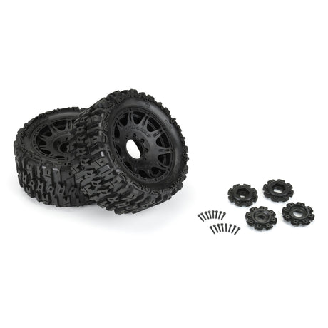 Trencher 5.7in Tires Mounted on Raid Black 8x48 Removable 24mm Hex Wheel 2 for X-MAXX, KRATON 8S & Other Large Vehicles Front or Rear