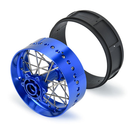 Pro-Spec Aluminum V2 Bead Rear Wheel Blue/Blue (1): Losi Promoto-SM