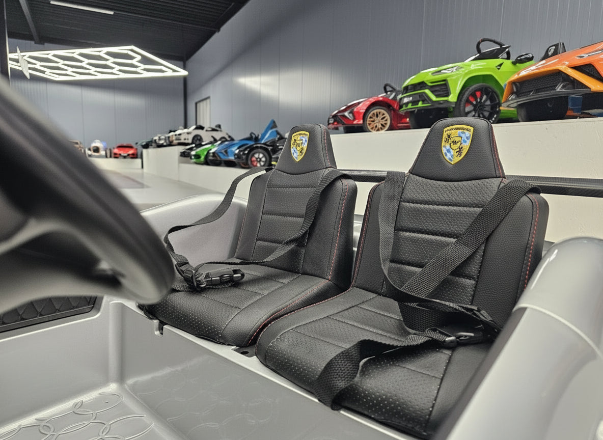 Porsche RUF 24V elbil för barn – 2 personer, metallic silver