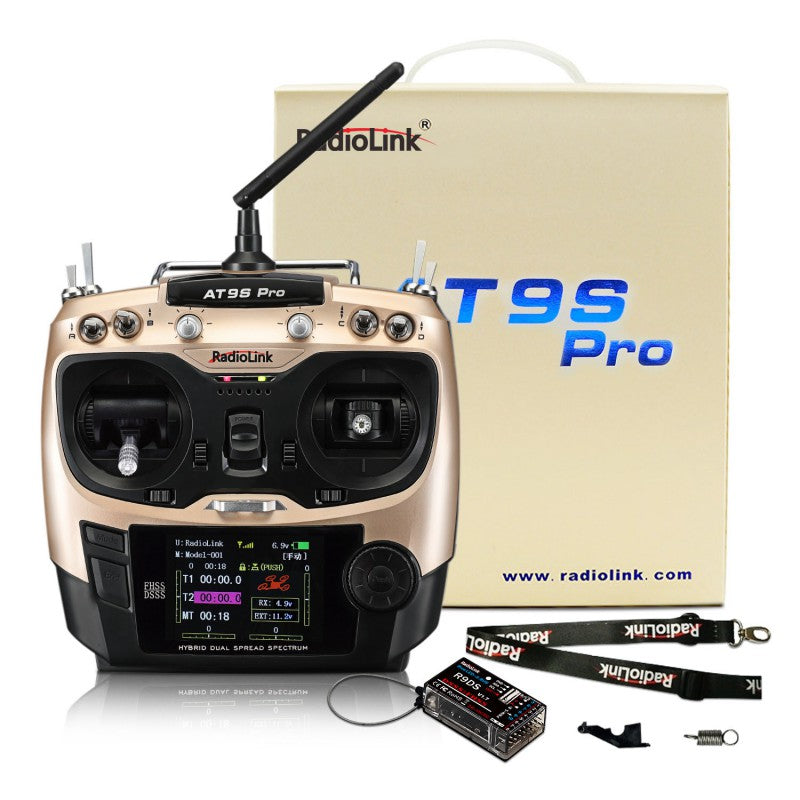 AT9S Pro 10/12-Channels radio (Mode 2) with R9DS Receiver