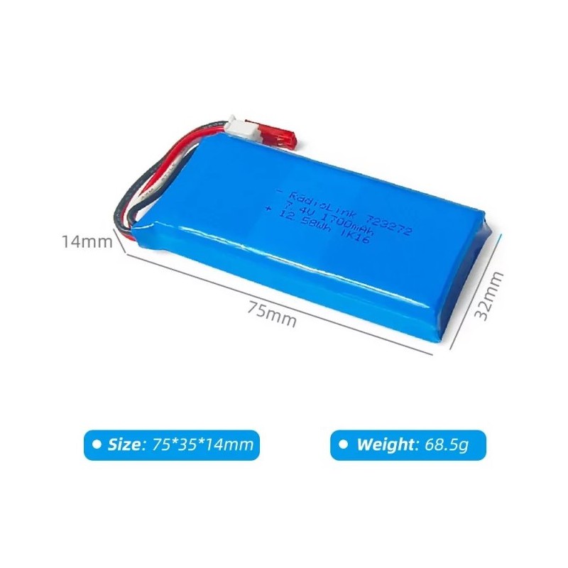 7.4V 1700mAH 2S Battery for RC8X /RC4GS V3/RC6GS V3/T8FB BT/ AT9S PRO