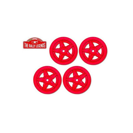 DISC.. Lancia Stratos Rims Set 5 spokes red (4)