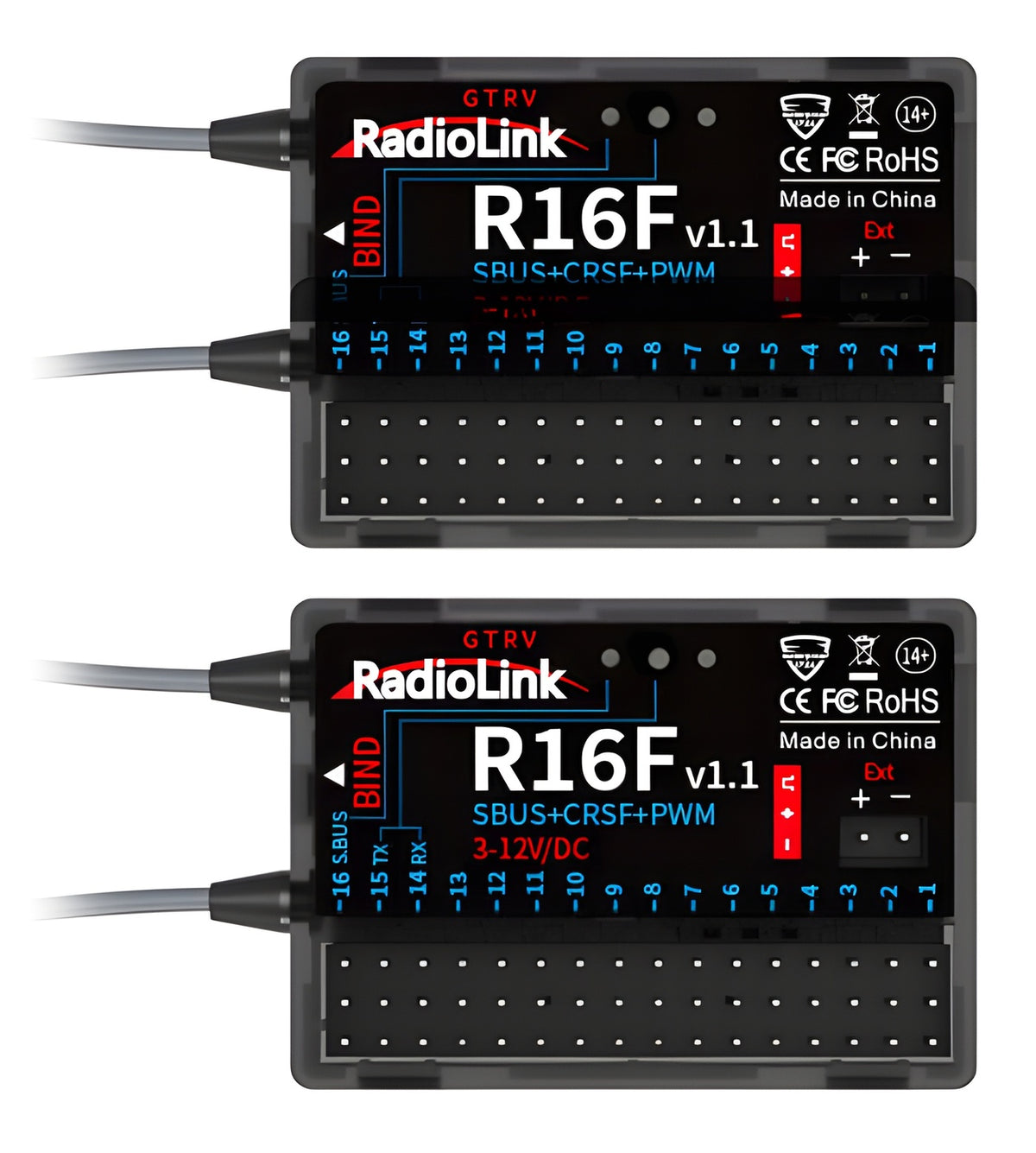 T16D Mode-1 RC Transmitter with 2x R16F Receiver