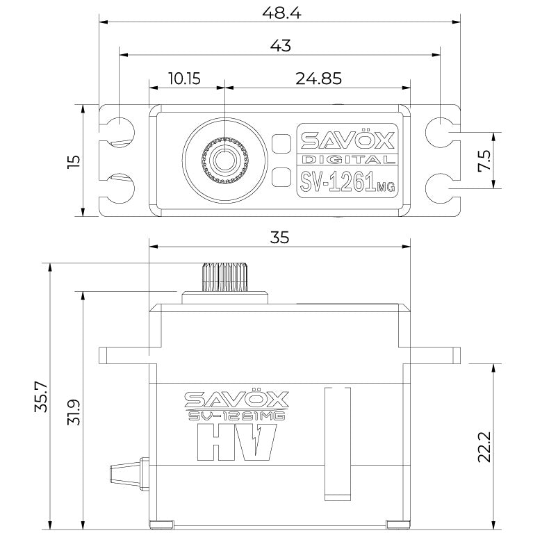 SV-1261MG Servo 20Kg 0,095s HV Alu Coreless Metal Gear Mini