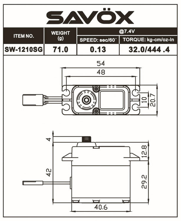 SW-1210SG Plus Servo 32Kg 0,13s HV Alu Coreless Steel Gear WP