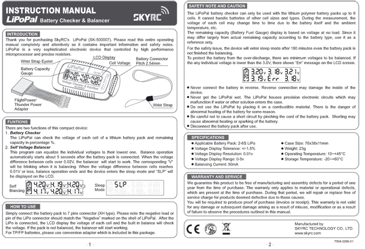 Battery checker &amp; Equalizer LiPoPal SkyRC