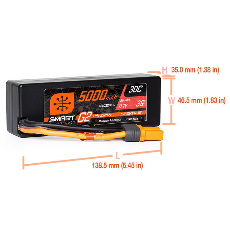5000mAh 3S 11.1V Smart G2 LiPo 30C Hard Case; IC5