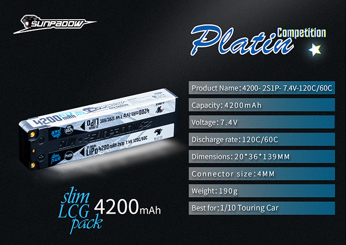 Li-Po Battery 2S 7,4V 4200mAh 120C Slim Stick Platin*
