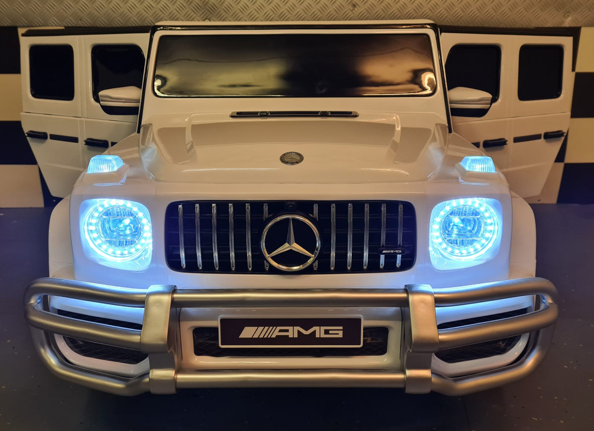 Mercedes-Benz G63 24V elbil til børn – 2 personer, hvid