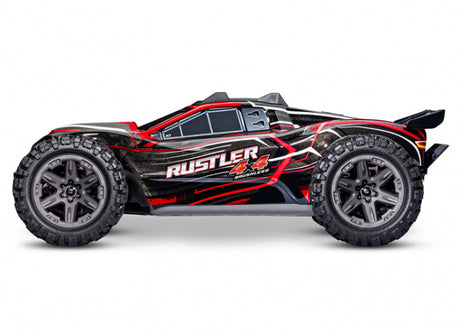 Traxxas Rustler 4X4 BL-2s rød – set fra siden
