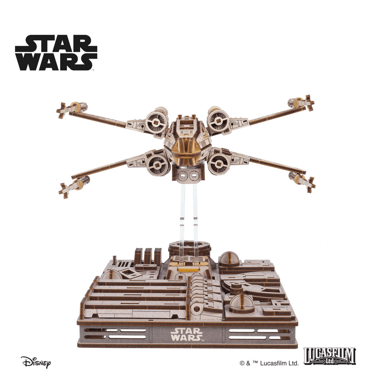UGEARS Star Wars Luke Skywalkers X-Wing Starfighter – 3D træbyggesæt med motor (455 dele)
