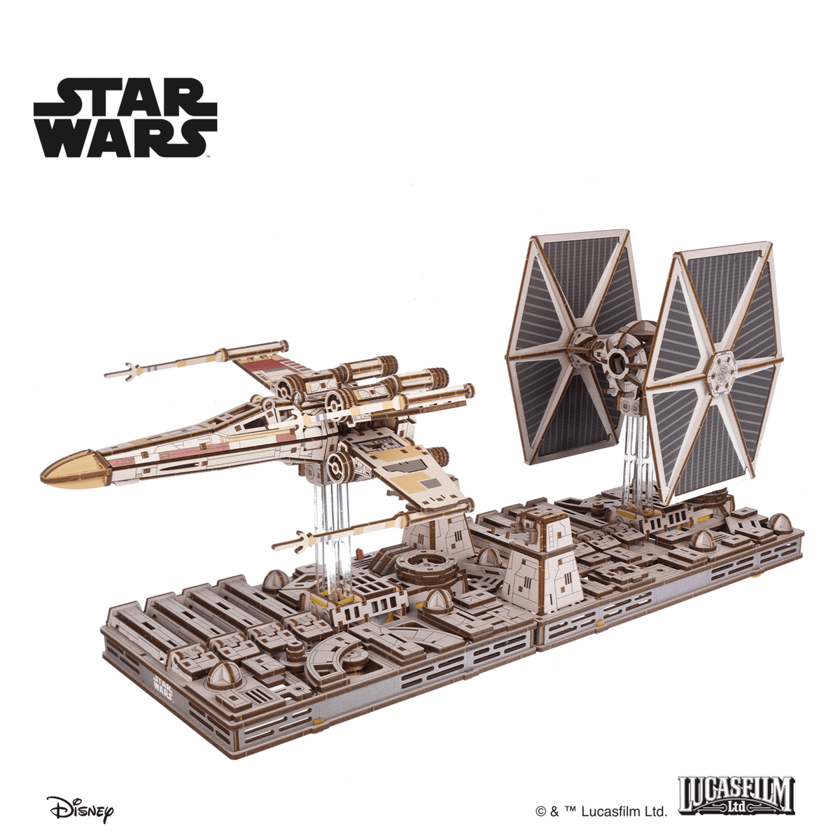 UGEARS Star Wars Luke Skywalkers X-Wing Starfighter – 3D træbyggesæt med motor (455 dele)