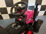 Børnetraktor 12 volt med anhænger pink