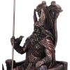 Bronze Odin All Father Wolves and Throne Figurine – billede 5