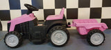 Barntraktor 6V – 1 person, rosa