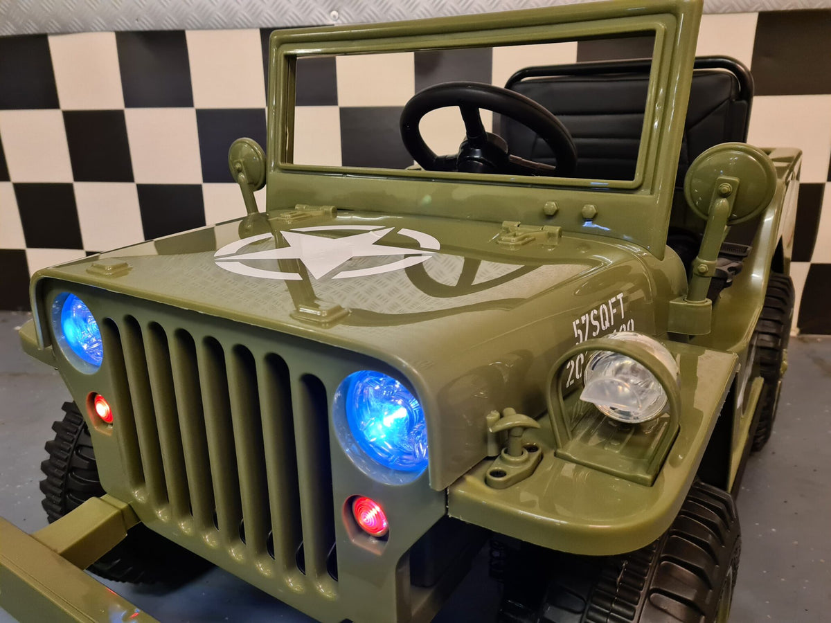 Jeep Willys 12V elbil för barn med fjärrkontroll – 1 person