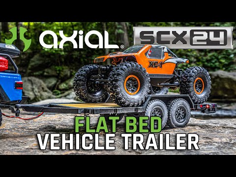 SCX24 Flat Bed Vehicle Trailer with LED Taillights:1/24th