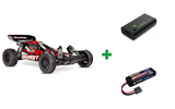 Kombopakke: Bandit 2WD 1/10 RTR TQ EHD Red-X USB-C Charger /7 cell NiMH 3000mAh + USB-C lader og 2S batteri
