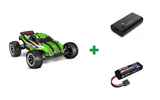Kombopakke: TILBUD - Traxxas Rustler Stadium Truck m. batteri og lader + USB-C lader og 2S batteri