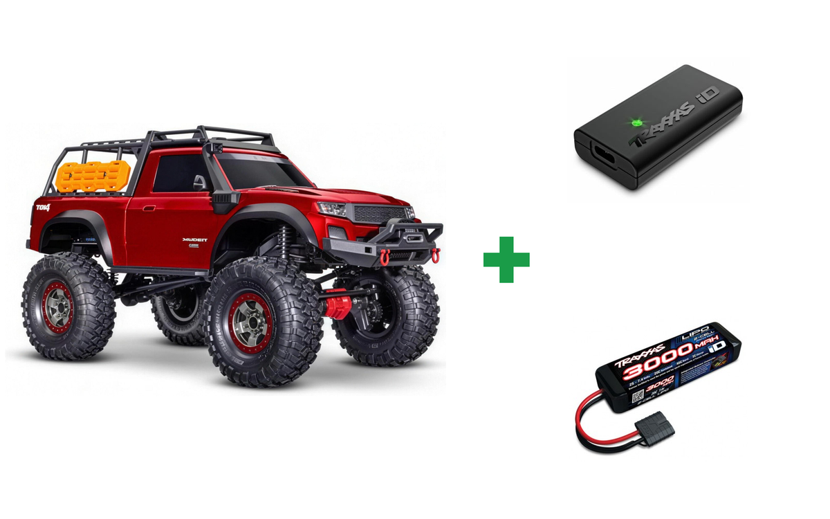 Kombopakke: Traxxas 82044-4 TRX-4 Sport Scale Crawler High TrailTruck 1/10 RTR + USB-C lader og 2S batteri