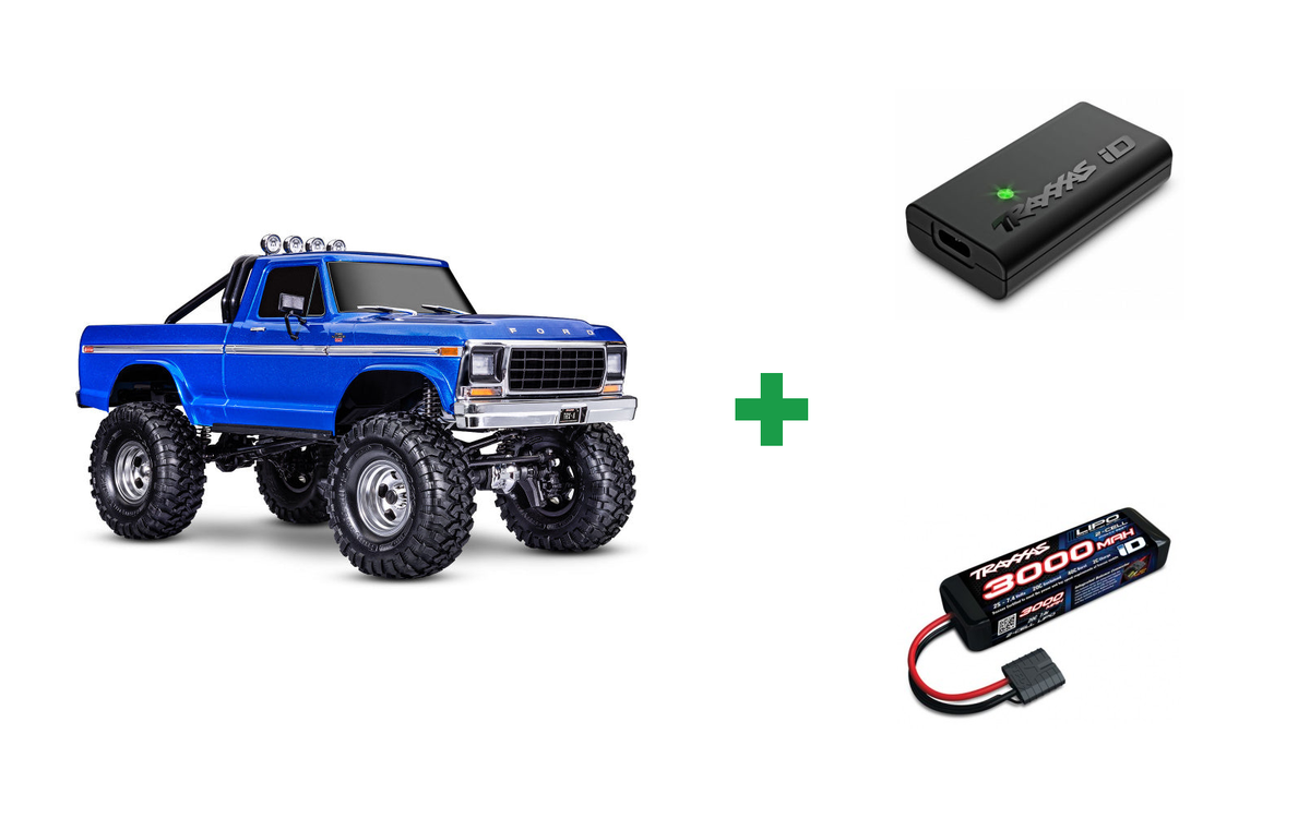 Kombopakke: Traxxas 92046-4 TRX-4 Crawler F150 High Trail RTR + USB-C lader og 2S batteri