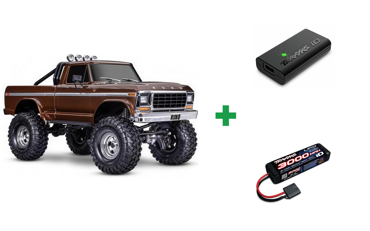 Kombopakke: Traxxas 92046-4 TRX-4 Crawler F150 High Trail RTR + USB-C lader og 2S batteri