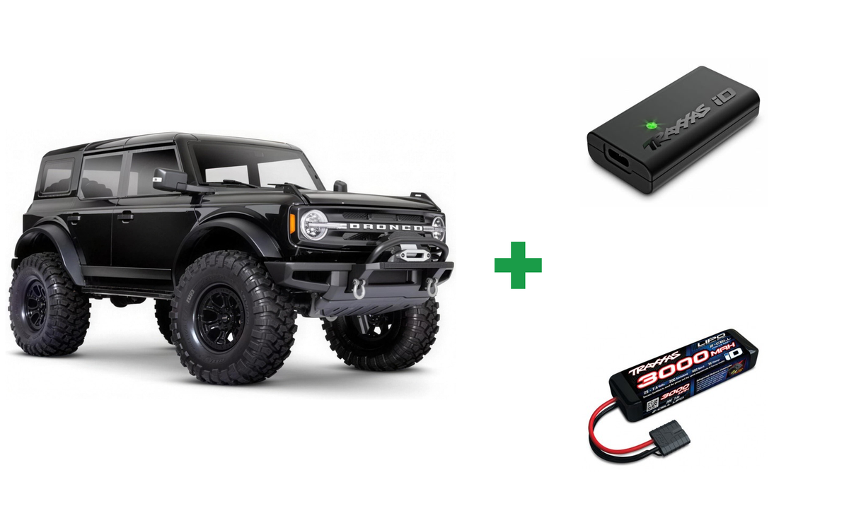 Kombopakke: Traxxas 92076-4 TRX-4 Ford Bronco 2021 Crawler RTR + USB-C lader og 2S batteri
