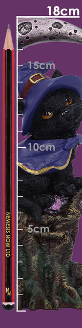 Grimalkin Witches Familiar Black Cat and Crescent Moon Figurine