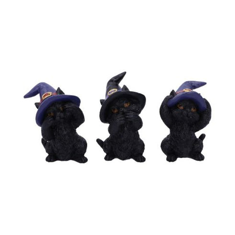 Three Wise Familiars See No Hear No Speak No Evil Black Cats Figurine