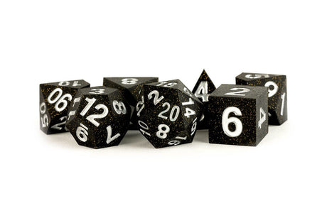 FanRoll Sharp Edge Silicone Dice Set Gold Scatter (7)