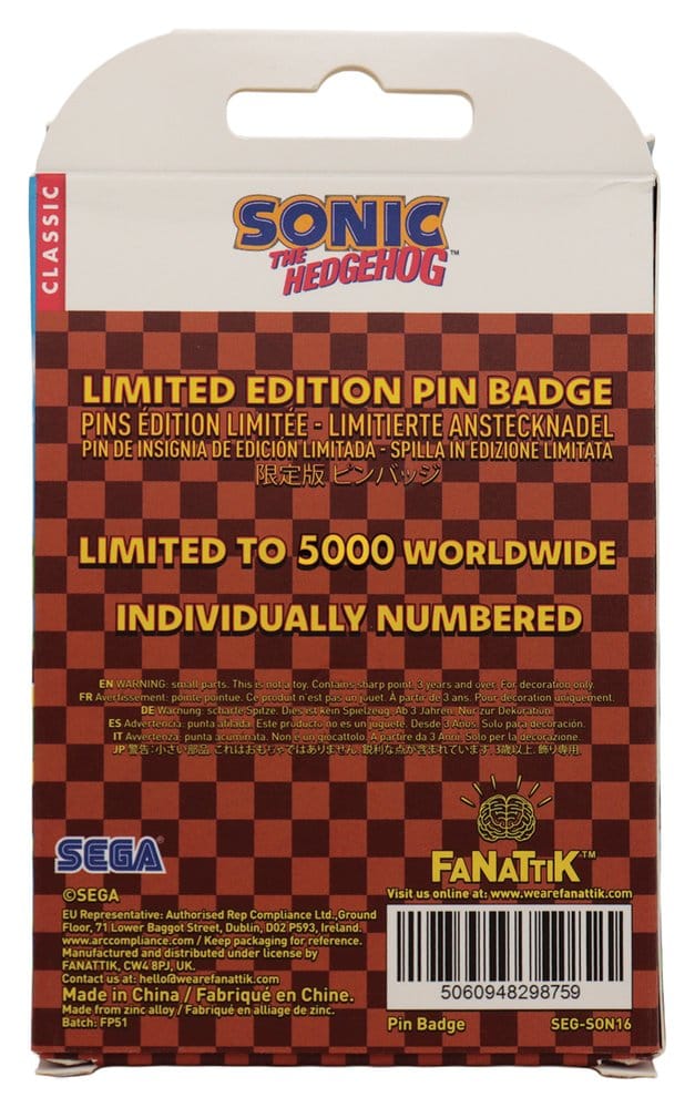Sonic - The Hedgehog Pin Badge Dr. Eggman Egg Mobile Chained