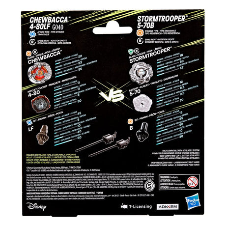 Beyblade X and Star Wars Collab Chewbacca 4-80LF vs. Stormtrooper 5-70B