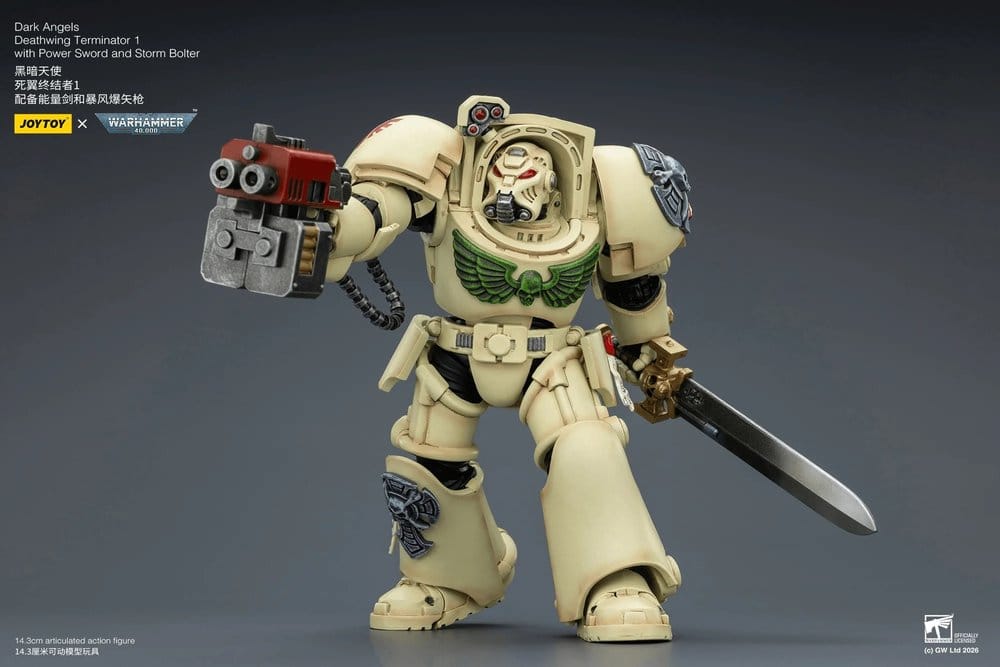 Warhammer 40,000 Action Figure Dark Angels Deathwing Terminator 1 with Power Sword and Storm Bolter 14 cm