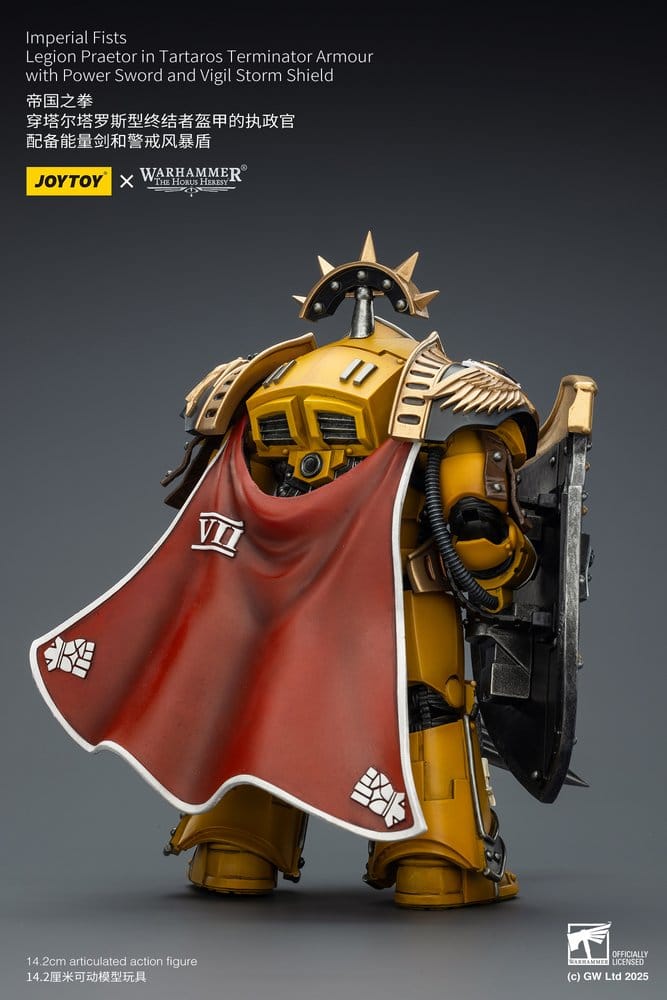 Warhammer Imperial Fists Action Figure Legion Praetor in Tartaros Terminator Armourwith Power Sword and Vigil Storm Shield 14 cm